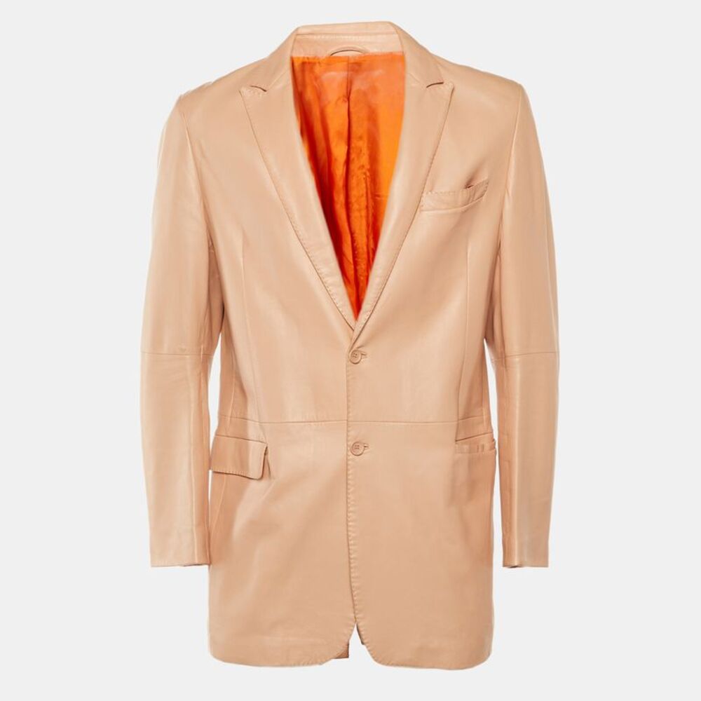 Kenzo Homme Peach Leather Two Buttoned Jacket Xxl